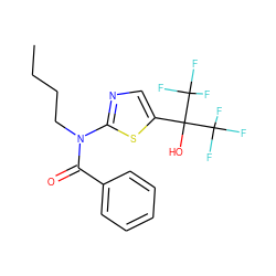 CCCCN(C(=O)c1ccccc1)c1ncc(C(O)(C(F)(F)F)C(F)(F)F)s1 ZINC000036184799