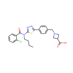 CCCCN(C(=O)c1ccccc1Cl)c1nnc(-c2ccc(CN3CC(C(=O)O)C3)cc2)s1 ZINC000095557846