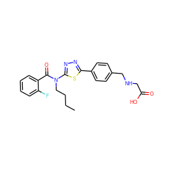 CCCCN(C(=O)c1ccccc1F)c1nnc(-c2ccc(CNCC(=O)O)cc2)s1 ZINC000095563636