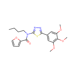 CCCCN(C(=O)c1ccco1)c1nnc(-c2cc(OC)c(OC)c(OC)c2)s1 ZINC000004399717