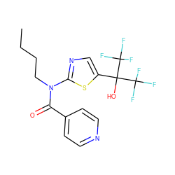 CCCCN(C(=O)c1ccncc1)c1ncc(C(O)(C(F)(F)F)C(F)(F)F)s1 ZINC000036184800