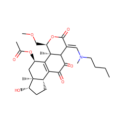 CCCCN(C)/C=C1/C(=O)O[C@H](COC)[C@]2(C)C3=C(C(=O)C(=O)C12)[C@@H]1CC[C@H](O)[C@@]1(C)C[C@H]3OC(C)=O ZINC000053214608