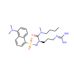 CCCCN(C)C(=O)[C@@H](CCCN=C(N)N)NS(=O)(=O)c1cccc2c(N(C)C)cccc12 ZINC000027981395