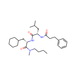 CCCCN(C)C(=O)[C@H](CC1CCCCC1)NC(=O)[C@H](CC(C)C)NC(=O)CCc1ccccc1 ZINC000029554773