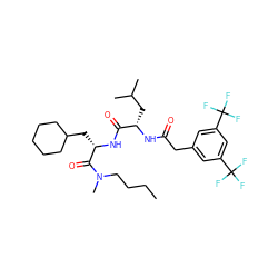 CCCCN(C)C(=O)[C@H](CC1CCCCC1)NC(=O)[C@H](CC(C)C)NC(=O)Cc1cc(C(F)(F)F)cc(C(F)(F)F)c1 ZINC000029552782