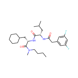 CCCCN(C)C(=O)[C@H](CC1CCCCC1)NC(=O)[C@H](CC(C)C)NC(=O)Cc1cc(F)cc(F)c1 ZINC000029553060