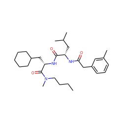 CCCCN(C)C(=O)[C@H](CC1CCCCC1)NC(=O)[C@H](CC(C)C)NC(=O)Cc1cccc(C)c1 ZINC000029558560