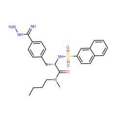 CCCCN(C)C(=O)[C@H](Cc1ccc(C(=N)NN)cc1)NS(=O)(=O)c1ccc2ccccc2c1 ZINC000027714209