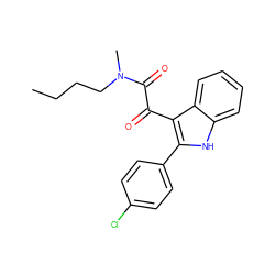 CCCCN(C)C(=O)C(=O)c1c(-c2ccc(Cl)cc2)[nH]c2ccccc12 ZINC000040867251