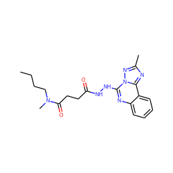 CCCCN(C)C(=O)CCC(=O)NNc1nc2ccccc2c2nc(C)nn12 ZINC000004958813