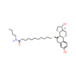 CCCCN(C)C(=O)CCCCCCCCCCS[C@@H]1Cc2cc(O)ccc2[C@H]2CC[C@]3(C)[C@@H](O)CC[C@H]3[C@@H]21 ZINC000003982721