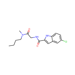 CCCCN(C)C(=O)CNC(=O)c1cc2cc(Cl)ccc2[nH]1 ZINC000028129675