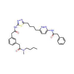 CCCCN(C)C(=O)Cc1cccc(CC(=O)Nc2nnc(CCCCc3ccc(NC(=O)Cc4ccccc4)nn3)s2)c1 ZINC000169698396