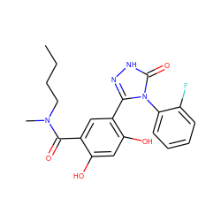 CCCCN(C)C(=O)c1cc(-c2n[nH]c(=O)n2-c2ccccc2F)c(O)cc1O ZINC001772578749