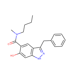 CCCCN(C)C(=O)c1cc2c(Cc3ccccc3)n[nH]c2cc1O ZINC000084706619