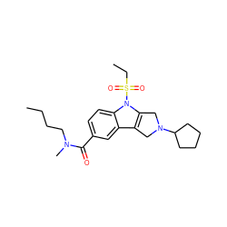 CCCCN(C)C(=O)c1ccc2c(c1)c1c(n2S(=O)(=O)CC)CN(C2CCCC2)C1 ZINC000028955307