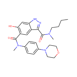 CCCCN(C)C(=O)c1n[nH]c2cc(O)c(C(=O)N(C)c3ccc(N4CCOCC4)cc3)cc12 ZINC001772629227