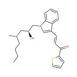 CCCCN(C)C[C@H](O)Cn1cc(/C=C/C(=O)c2cccs2)c2ccccc21 ZINC000004116432