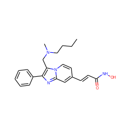 CCCCN(C)Cc1c(-c2ccccc2)nc2cc(/C=C/C(=O)NO)ccn12 ZINC000143166796