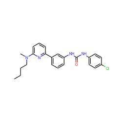 CCCCN(C)c1cccc(-c2cccc(NC(=O)Nc3ccc(Cl)cc3)c2)n1 ZINC000299820064