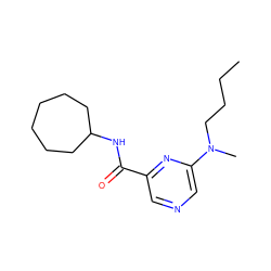 CCCCN(C)c1cncc(C(=O)NC2CCCCCC2)n1 ZINC000028882406