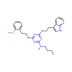 CCCCN(C)c1nc(NCCc2ccccc2OC)nc(NCCc2c[nH]c3ncccc23)n1 ZINC000043193845