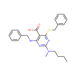 CCCCN(C)c1nc(NCc2ccccc2)c(C(=O)O)c(SCc2ccccc2)n1 ZINC000053314553