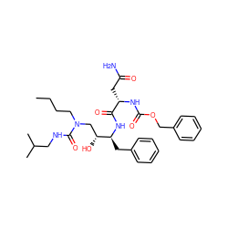 CCCCN(C[C@@H](O)[C@H](Cc1ccccc1)NC(=O)[C@H](CC(N)=O)NC(=O)OCc1ccccc1)C(=O)NCC(C)C ZINC000027410691