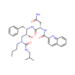 CCCCN(C[C@@H](O)[C@H](Cc1ccccc1)NC(=O)[C@H](CC(N)=O)NC(=O)c1ccc2ccccc2n1)C(=O)NCC(C)C ZINC000027419506