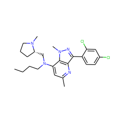 CCCCN(C[C@@H]1CCCN1C)c1cc(C)nc2c(-c3ccc(Cl)cc3Cl)nn(C)c12 ZINC000013553439