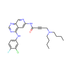 CCCCN(CC#CC(=O)Nc1cc2c(Nc3ccc(F)c(Cl)c3)ncnc2cn1)CCCC ZINC000013682435