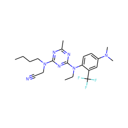 CCCCN(CC#N)c1nc(C)nc(N(CC)c2ccc(N(C)C)cc2C(F)(F)F)n1 ZINC000013794583