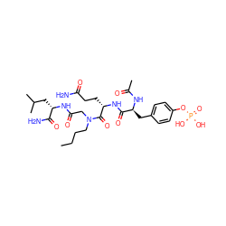 CCCCN(CC(=O)N[C@@H](CC(C)C)C(N)=O)C(=O)[C@H](CCC(N)=O)NC(=O)[C@H](Cc1ccc(OP(=O)(O)O)cc1)NC(C)=O ZINC000049844839