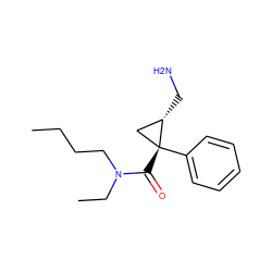 CCCCN(CC)C(=O)[C@@]1(c2ccccc2)C[C@@H]1CN ZINC000029127616