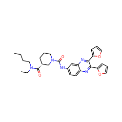 CCCCN(CC)C(=O)[C@@H]1CCCN(C(=O)Nc2ccc3nc(-c4ccco4)c(-c4ccco4)nc3c2)C1 ZINC000028702991