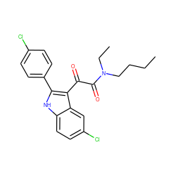 CCCCN(CC)C(=O)C(=O)c1c(-c2ccc(Cl)cc2)[nH]c2ccc(Cl)cc12 ZINC000040872802