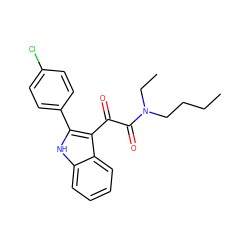 CCCCN(CC)C(=O)C(=O)c1c(-c2ccc(Cl)cc2)[nH]c2ccccc12 ZINC000040867253