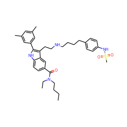 CCCCN(CC)C(=O)c1ccc2[nH]c(-c3cc(C)cc(C)c3)c(CCNCCCCc3ccc(NS(C)(=O)=O)cc3)c2c1 ZINC000029468209