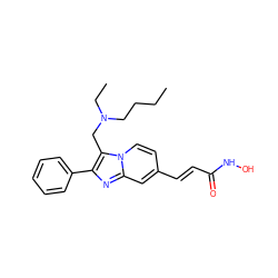 CCCCN(CC)Cc1c(-c2ccccc2)nc2cc(/C=C/C(=O)NO)ccn12 ZINC000143411684