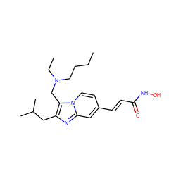 CCCCN(CC)Cc1c(CC(C)C)nc2cc(/C=C/C(=O)NO)ccn12 ZINC000143377611