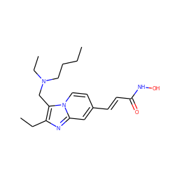 CCCCN(CC)Cc1c(CC)nc2cc(/C=C/C(=O)NO)ccn12 ZINC000143662563