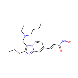 CCCCN(CC)Cc1c(CCC)nc2cc(/C=C/C(=O)NO)ccn12 ZINC000142595220