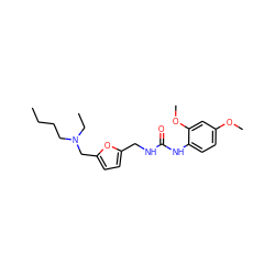 CCCCN(CC)Cc1ccc(CNC(=O)Nc2ccc(OC)cc2OC)o1 ZINC000004099634