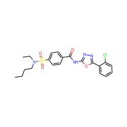 CCCCN(CC)S(=O)(=O)c1ccc(C(=O)Nc2nnc(-c3ccccc3Cl)o2)cc1 ZINC000002723415