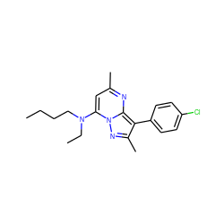 CCCCN(CC)c1cc(C)nc2c(-c3ccc(Cl)cc3)c(C)nn12 ZINC000026172050