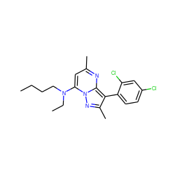 CCCCN(CC)c1cc(C)nc2c(-c3ccc(Cl)cc3Cl)c(C)nn12 ZINC000001546396