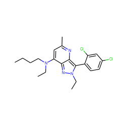 CCCCN(CC)c1cc(C)nc2c(-c3ccc(Cl)cc3Cl)n(CC)nc12 ZINC000013553402