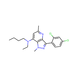 CCCCN(CC)c1cc(C)nc2c(-c3ccc(Cl)cc3Cl)nn(C)c12 ZINC000013553390