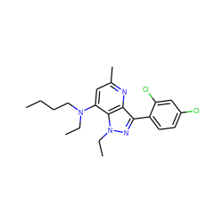 CCCCN(CC)c1cc(C)nc2c(-c3ccc(Cl)cc3Cl)nn(CC)c12 ZINC000013553394