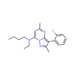 CCCCN(CC)c1cc(C)nc2c(-c3ccccc3Cl)c(C)nn12 ZINC000026174284